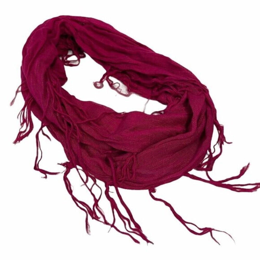 Infinity Scarf‎ Womens Magenta 100% Bamboo Fiber Soft Fringe Loop